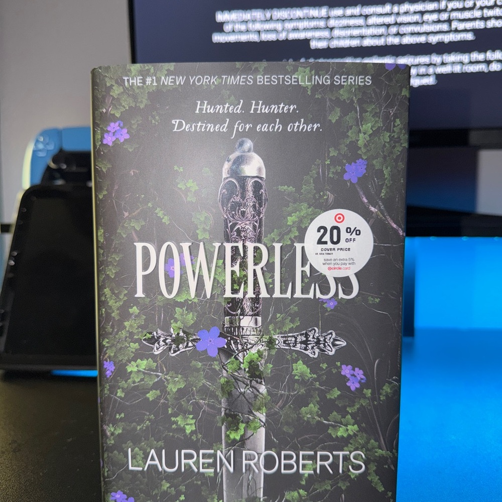 Powerless by Lauren Roberts - Dark Floral Sword Hardcover